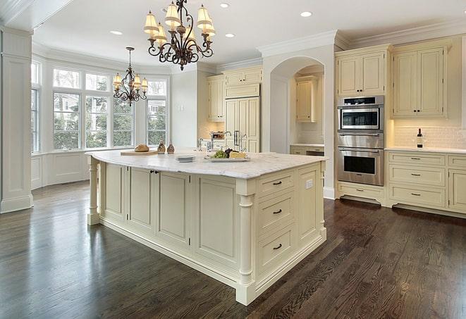 natural wood-look laminate floors in a living room in New Wilmington, PA